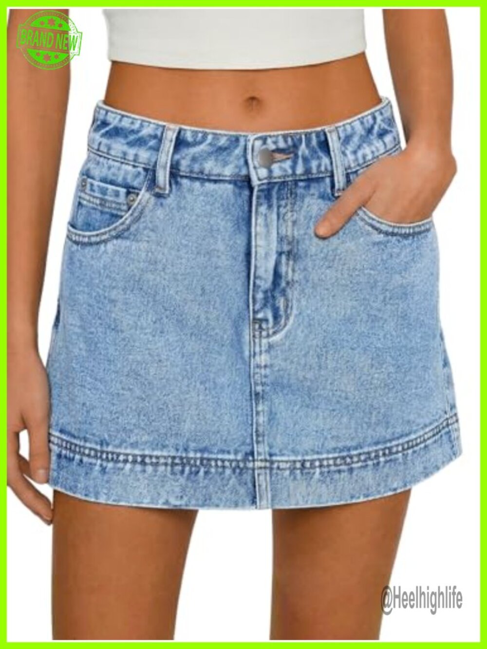 Stretch Denim Skort High Waisted A-Line Skirt Casual Summer